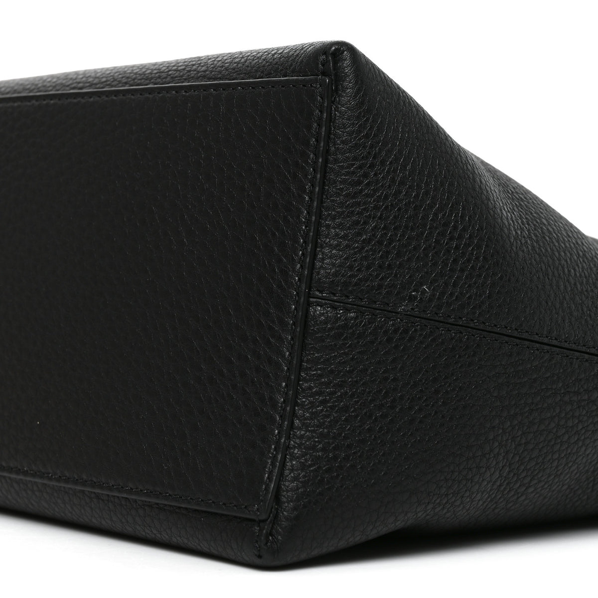 Grained Calfskin Rockstud Shoulder Tote Black