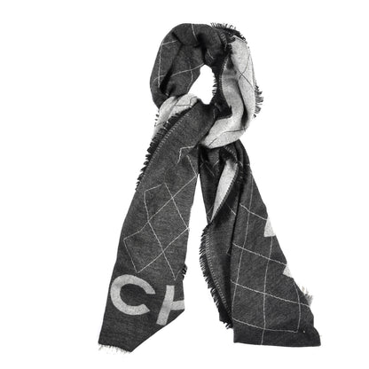 Chanel Cashmere Silk Quilted CC Logo Stole Black 1 of 4