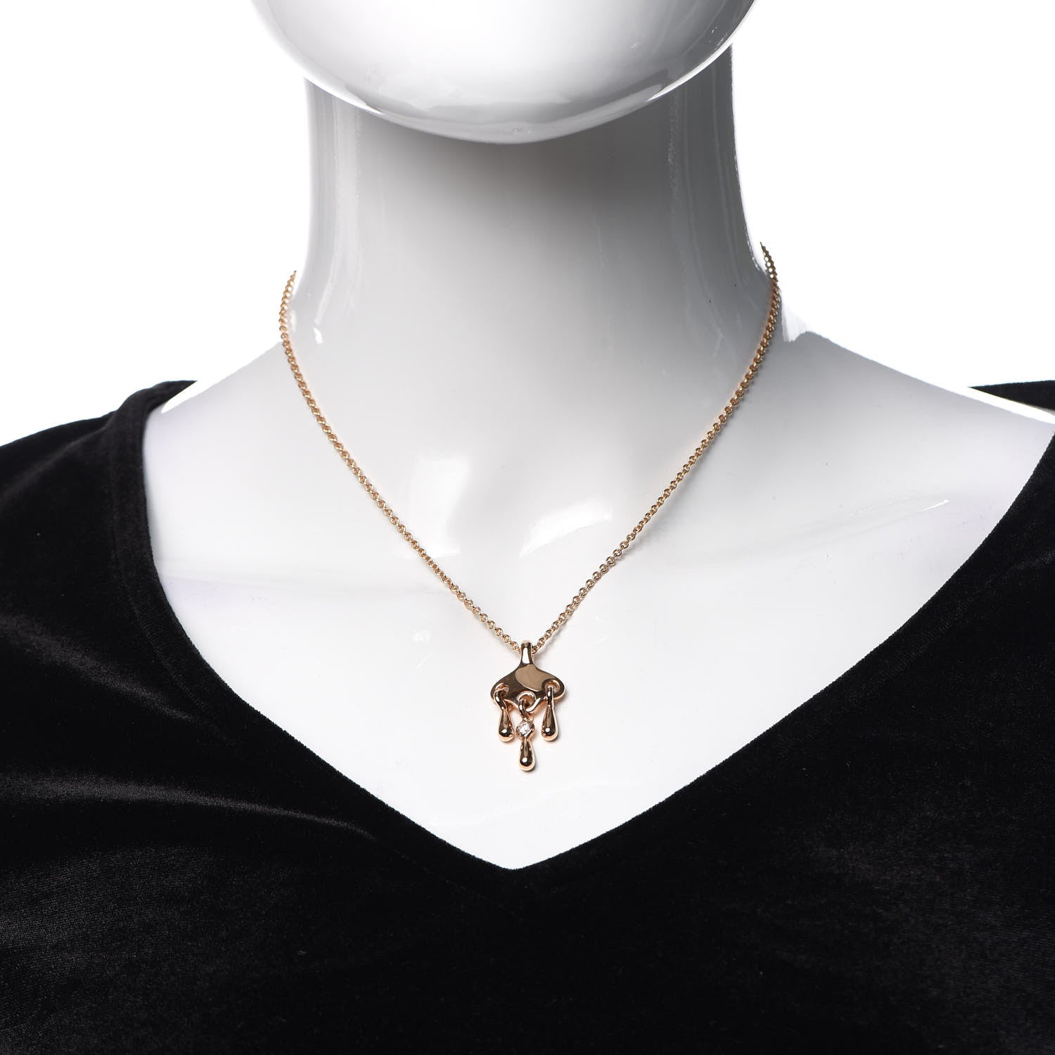 Hermes 18K Rose Gold Diamond Filet d'Or Pendant Necklace 2 of 5