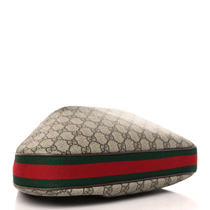 Gucci GG Supreme Monogram Textured Calfskin Web Large Attache Shoulder Bag Beige Ebony New Acero 4 of 9