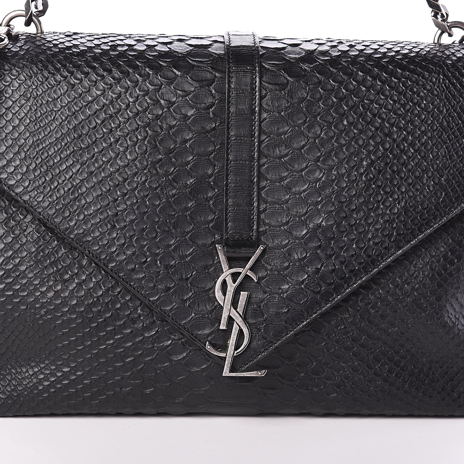 Saint Laurent Snake Calfskin Embossed Monogram Large College Satchel Black 6 of 8