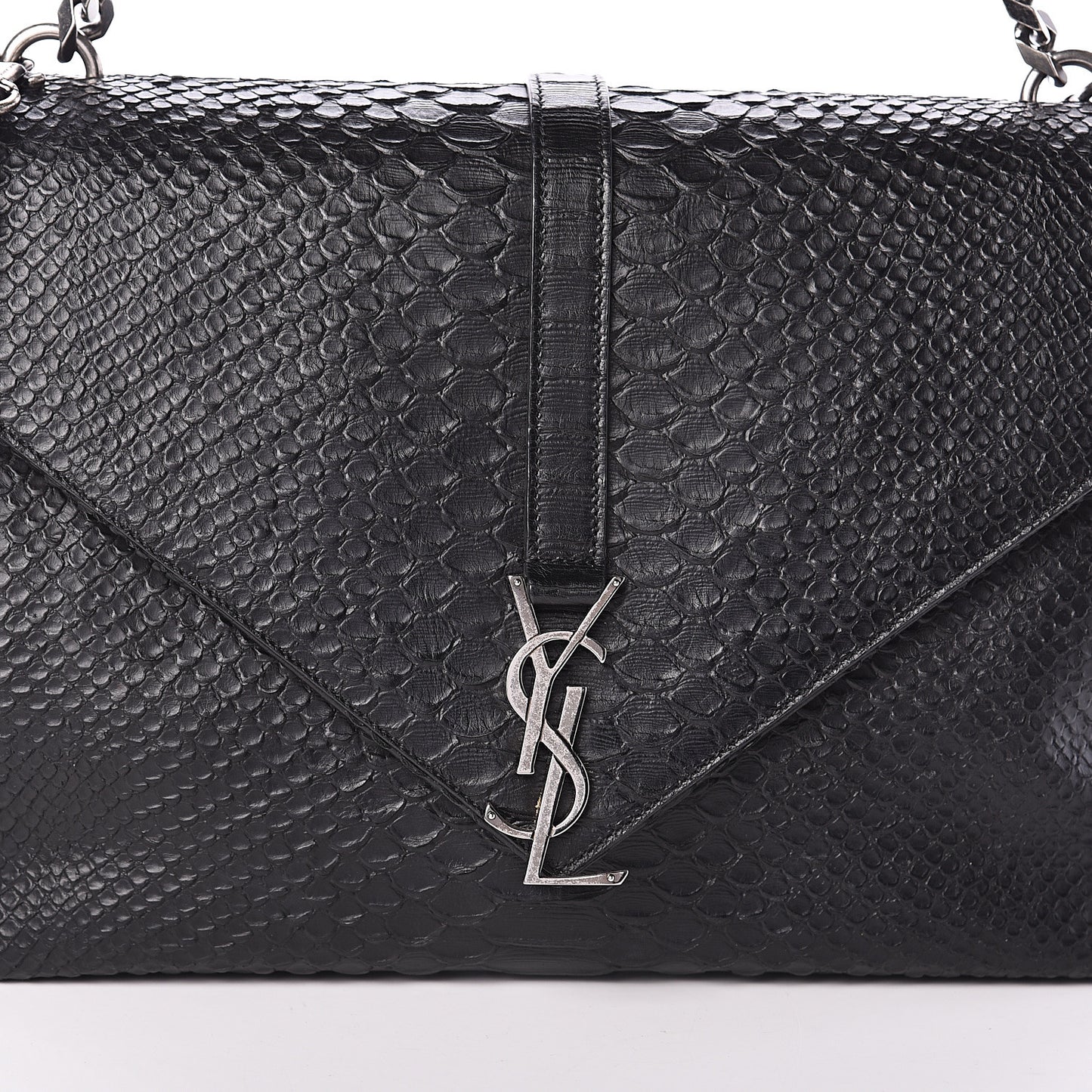 Snake Calfskin Embossed Monogram Large College Satchel Black