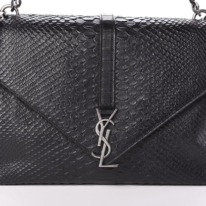 Saint Laurent Snake Calfskin Embossed Monogram Large College Satchel Black 6 of 8