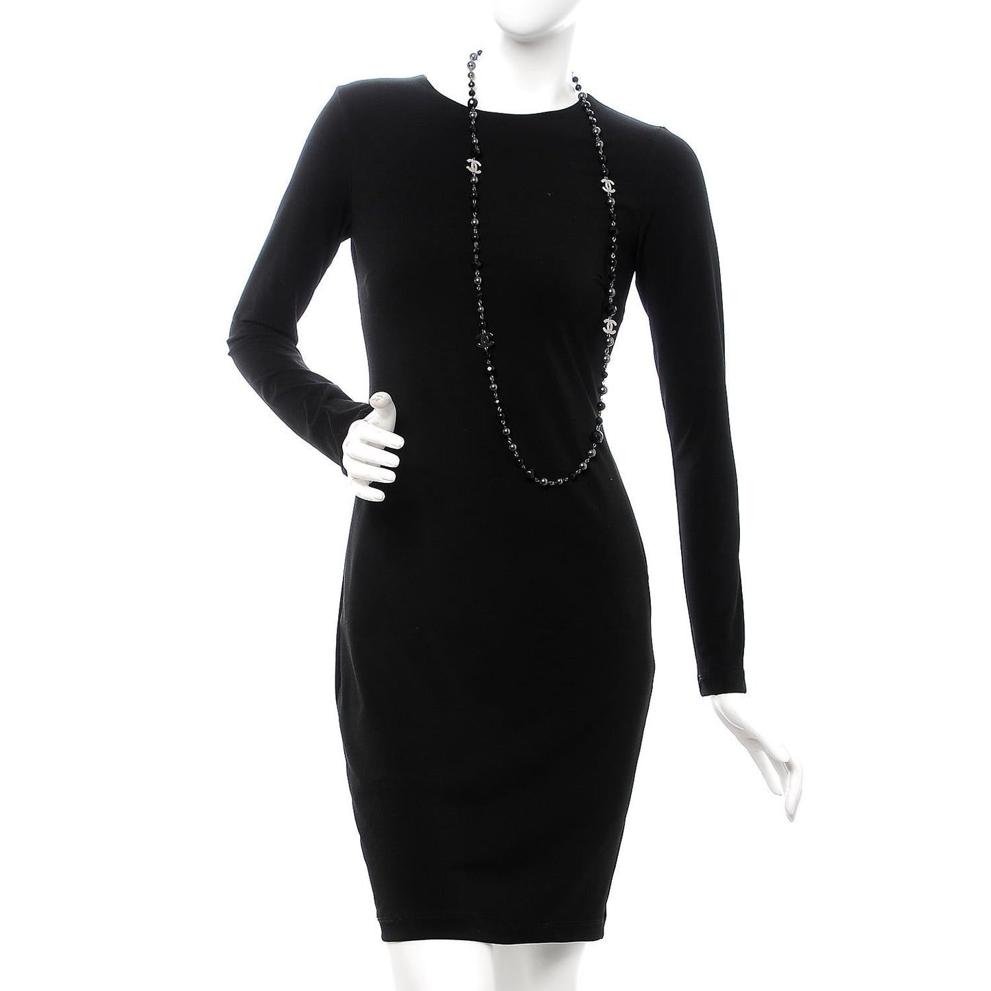 Ruthenium Pearl Bead CC Long Necklace Black