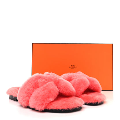 Hermes Woolskin Oran Sandals 35 Rose Du Desert 8 of 8