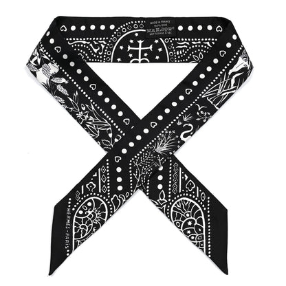 Hermes Silk Peuple Du Vent Bandana Twilly Black White 1 of 4