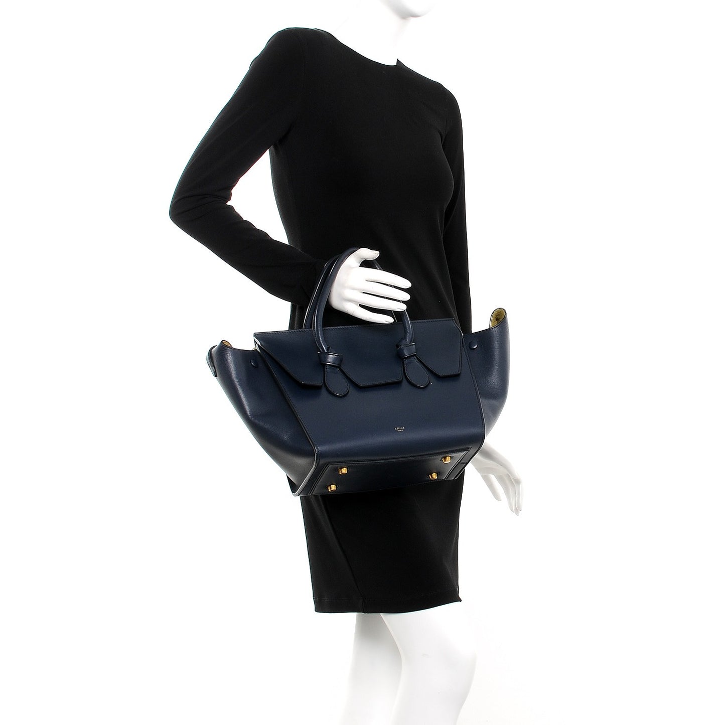 Palmelato Calfskin Mini Tie Knot Tote Navy Blue
