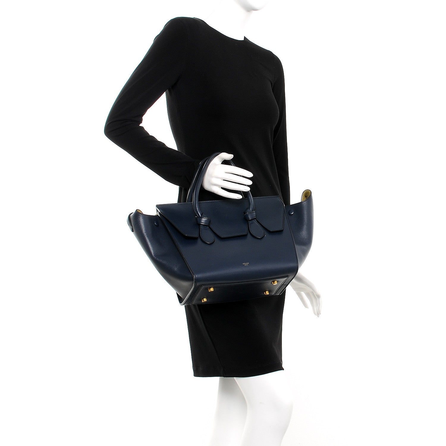 Celine Palmelato Calfskin Mini Tie Knot Tote Navy Blue 2 of 16