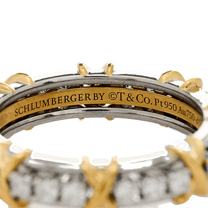 Tiffany Platinum 18K Yellow Gold Diamond Narrow Schlumberger Sixteen Stone Ring 52 6 4 of 4