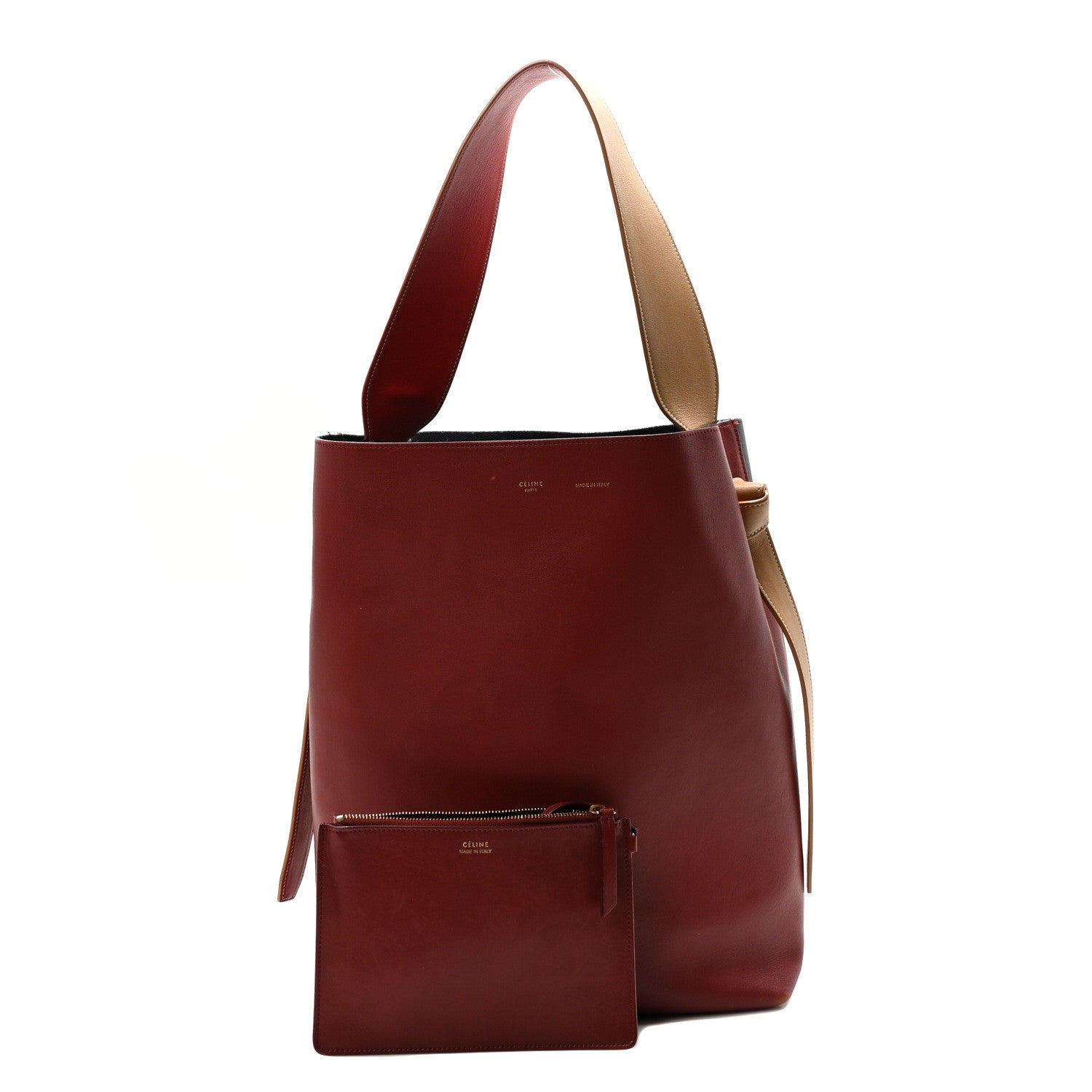 Celine Shiny Smooth Calfskin Small Twisted Cabas Dark Ruby Navy 3 of 11