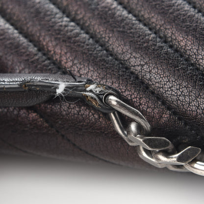 Saint Laurent Sheepskin Matelasse Chevron Monogram Large College Satchel Black 11 of 12