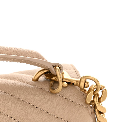 Saint Laurent Sheepskin Matelasse Chevron Monogram Medium College Bag Dark Beige 14 of 14