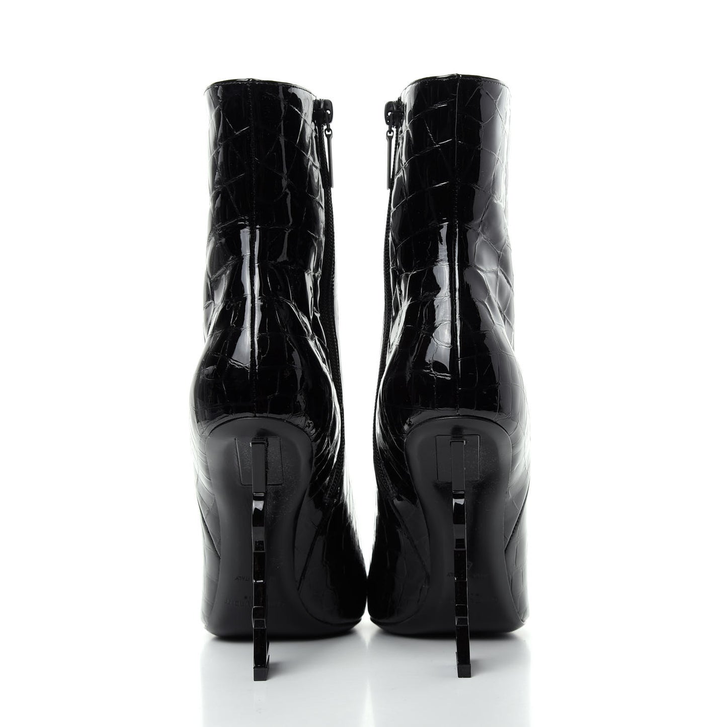 Alligator Embossed Patent Calfskin Opyum 110 Ankle Boots 41 Black