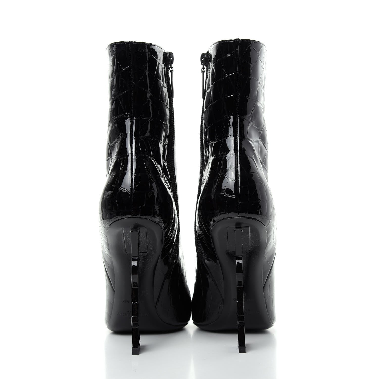 Saint Laurent Alligator Embossed Patent Calfskin Opyum 110 Ankle Boots 41 Black 7 of 11