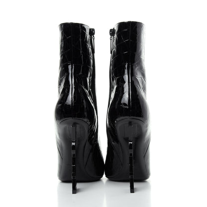 Saint Laurent Alligator Embossed Patent Calfskin Opyum 110 Ankle Boots 41 Black 7 of 11