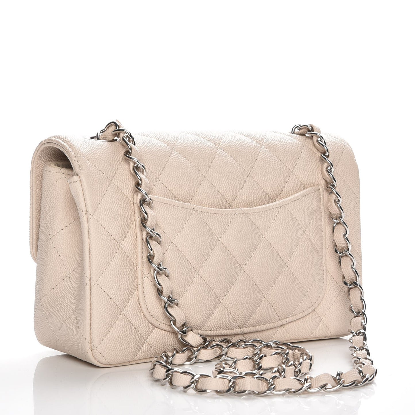 Caviar Quilted Mini Rectangular Flap Light Beige