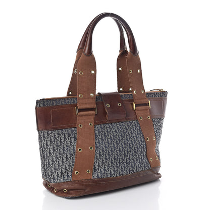 Christian Dior Monogram Tote Blue Brown 3 of 16