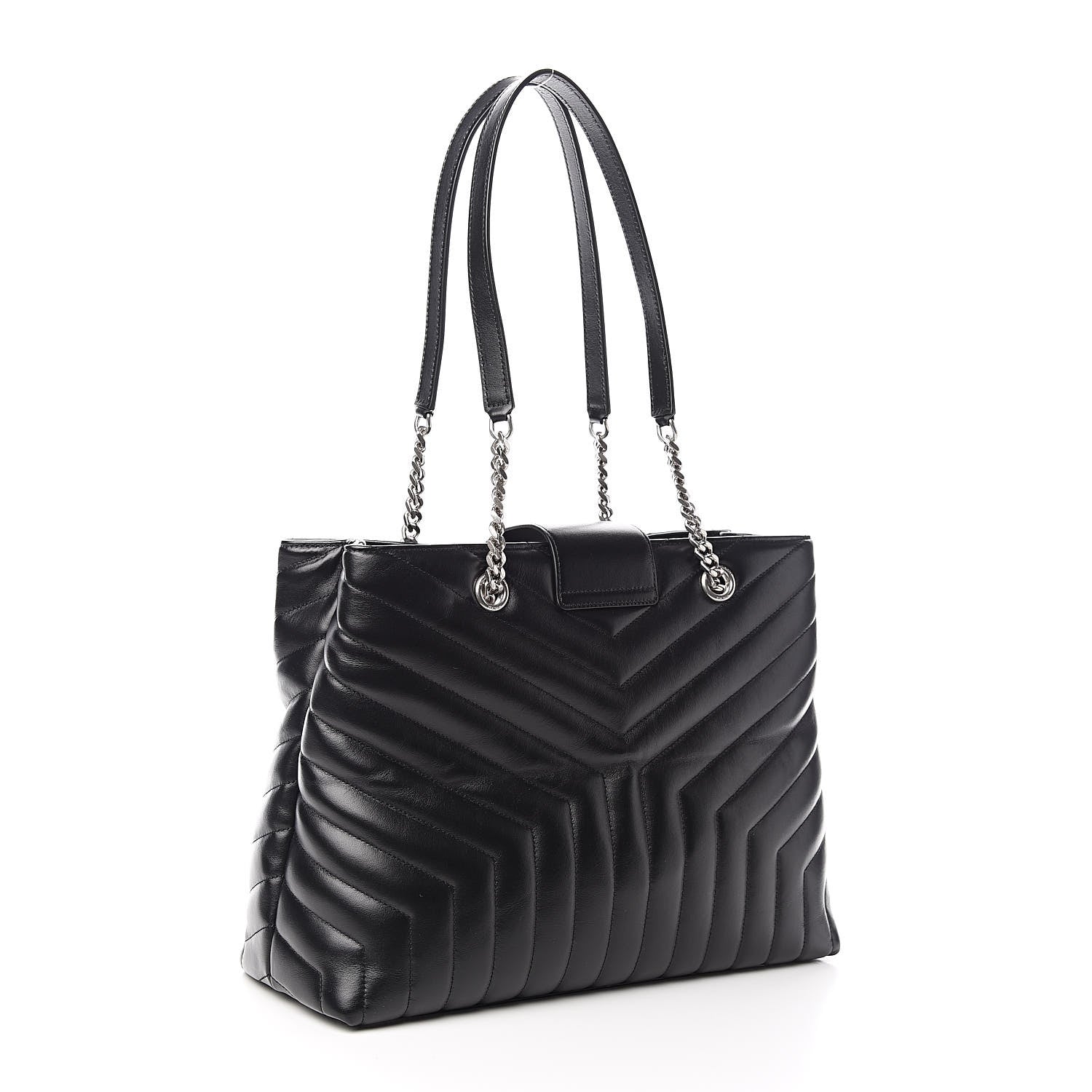 Saint Laurent Calfskin Y Quilted Monogram Large Loulou Shopper Black 4 of 11