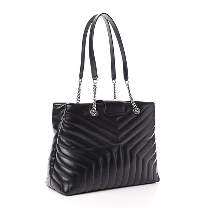 Saint Laurent Calfskin Y Quilted Monogram Large Loulou Shopper Black 4 of 11