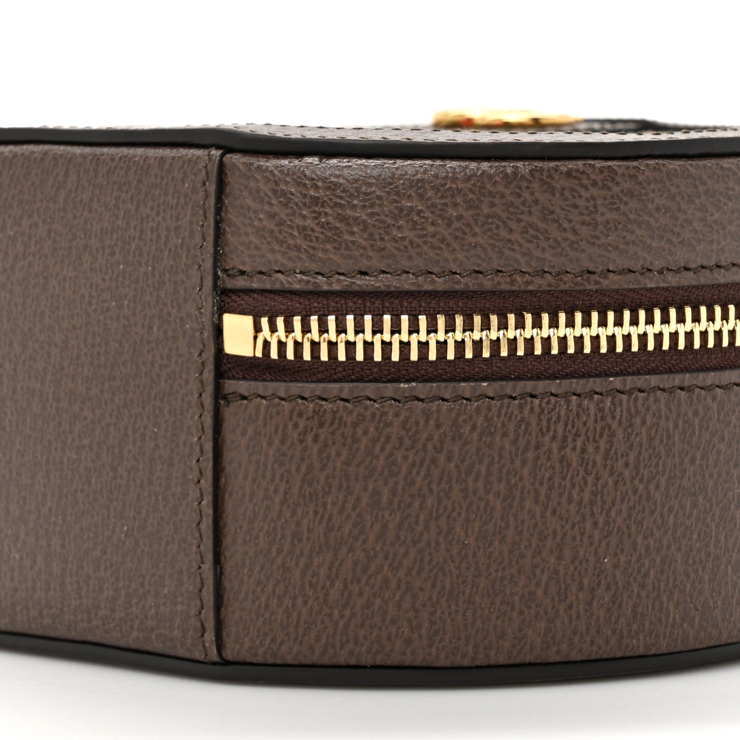 GG Supreme Monogram Top Handle Web Mini Ophidia Round Shoulder Bag Brown