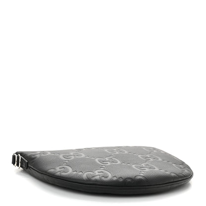 Gucci GG Jumbo Calfskin Emblem Shoulder Bag Black 4 of 10