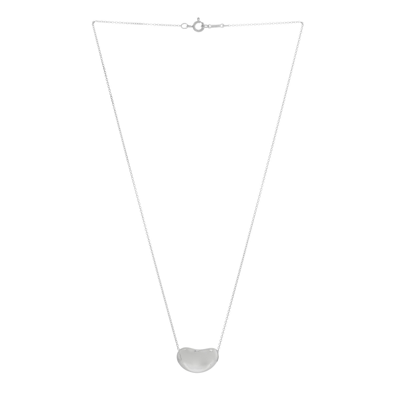 Tiffany Sterling Silver 19mm Elsa Peretti Bean Pendant Necklace 2 of 4