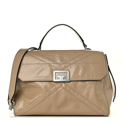 Givenchy Creased Patent Calfskin Medium ID Flap Beige 1 of 6
