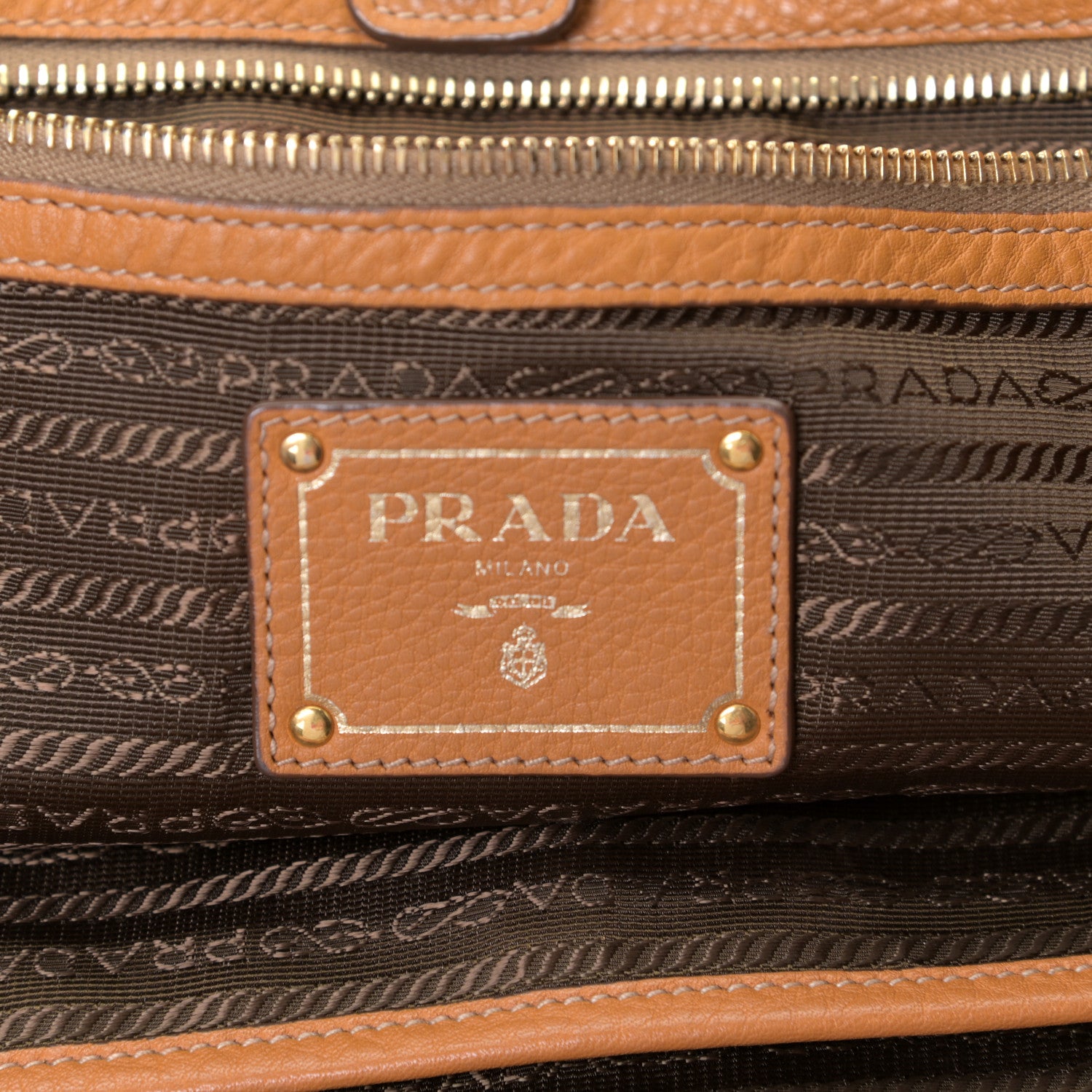 Prada Vitello Daino Side Zip Shopping Tote Caramel 8 of 17