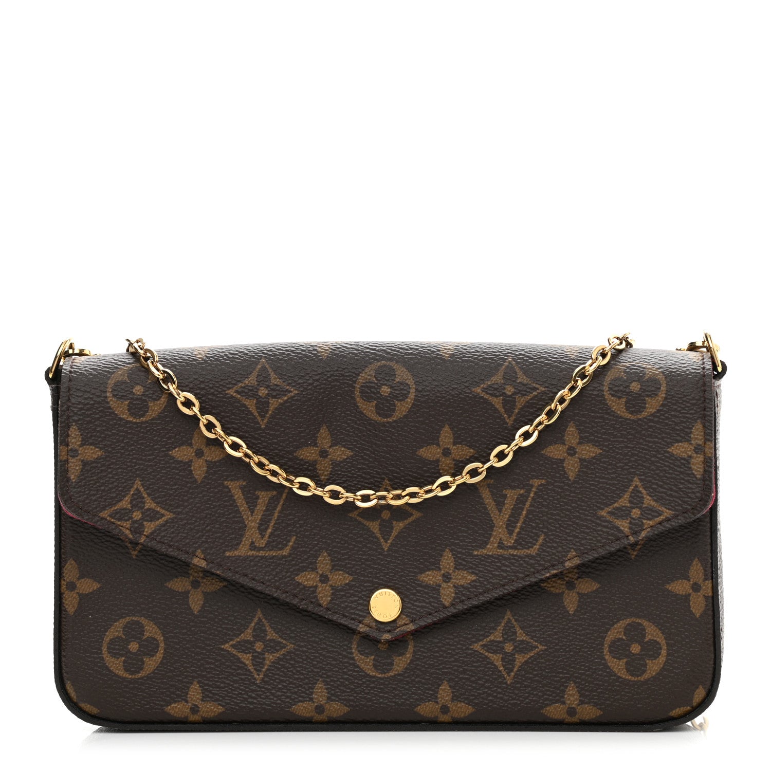Louis Vuitton Monogram Pochette Felicie Chain Wallet Fuchsia 1 of 10