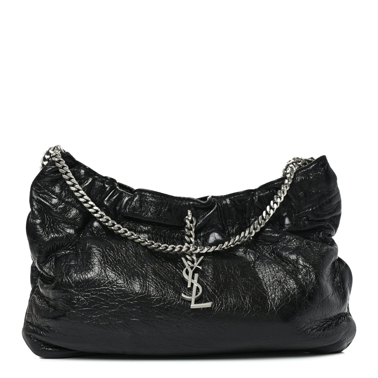 Calfskin Pac Ruched Hobo Black