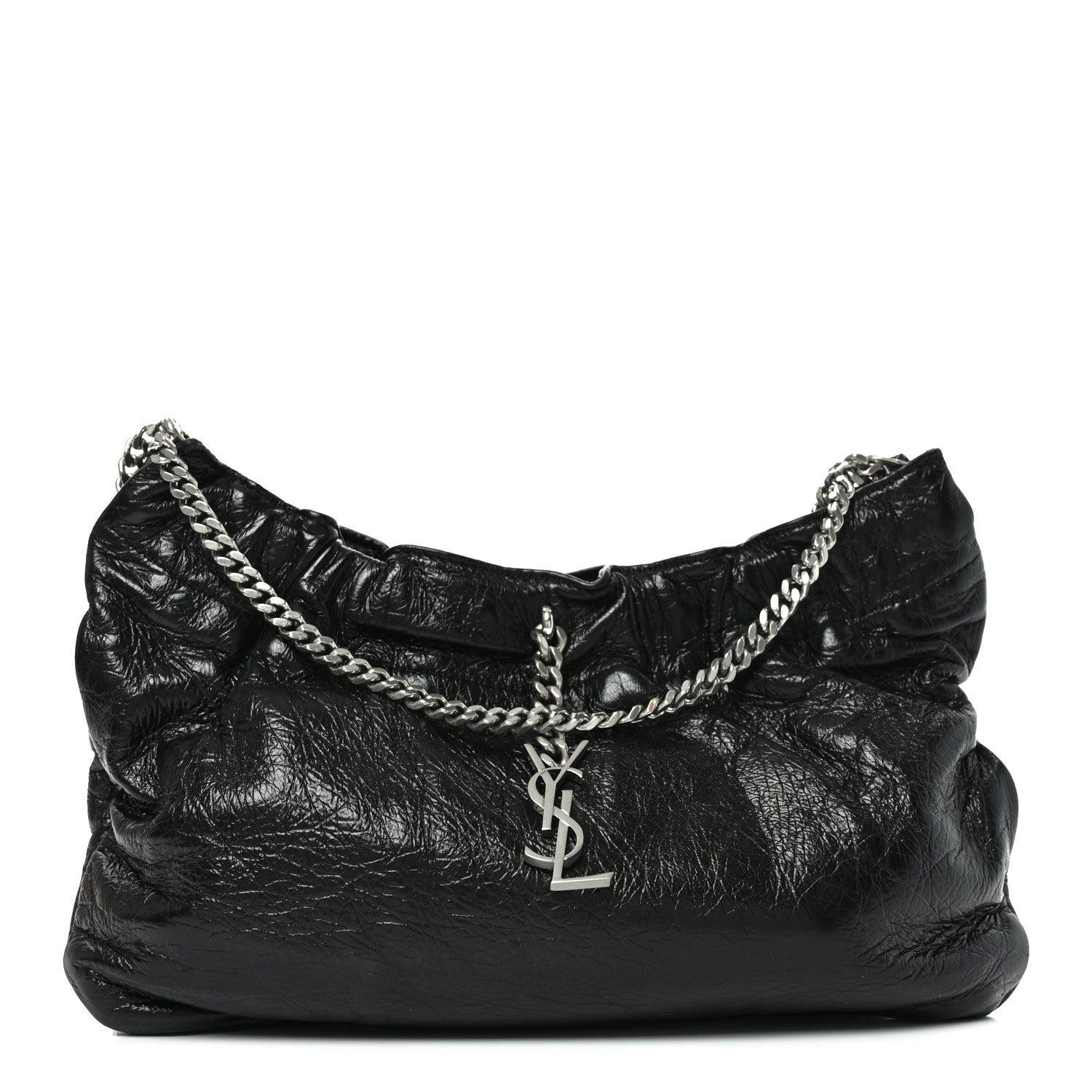 Saint Laurent Calfskin Pac Ruched Hobo Black 1 of 10
