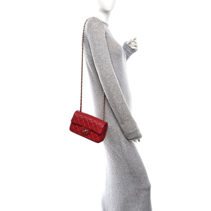 Chanel Lambskin Quilted Mini Rectangular Flap Dark Red 2 of 12