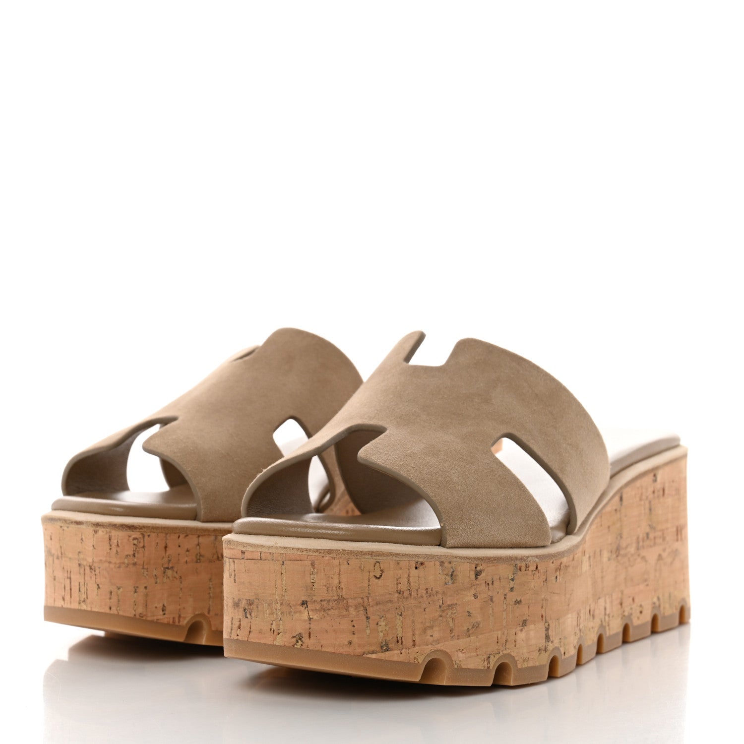 Hermes Suede Goatskin Cork Eze 30 Sandals 38 Beige Argile 3 of 9