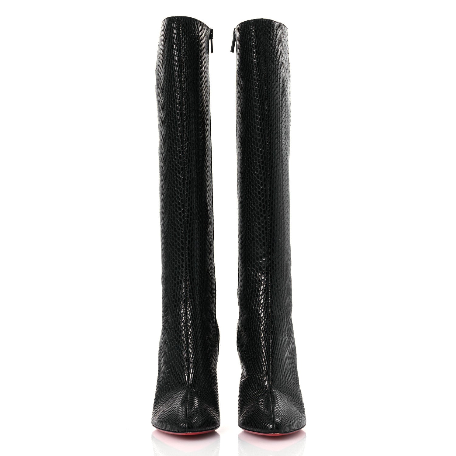Christian Louboutin Calfskin Jurassic Embossed Eloisa Botta 100 Knee Boots 38 Black 3 of 12