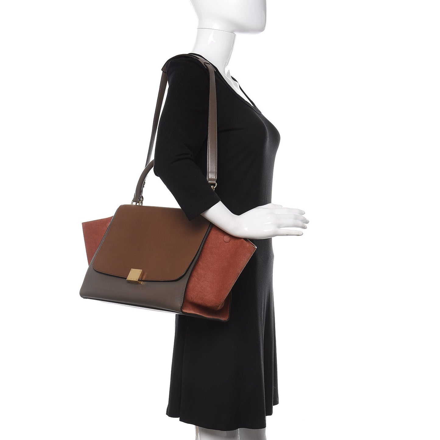 Drummed Calfskin Suede Medium Trapeze
