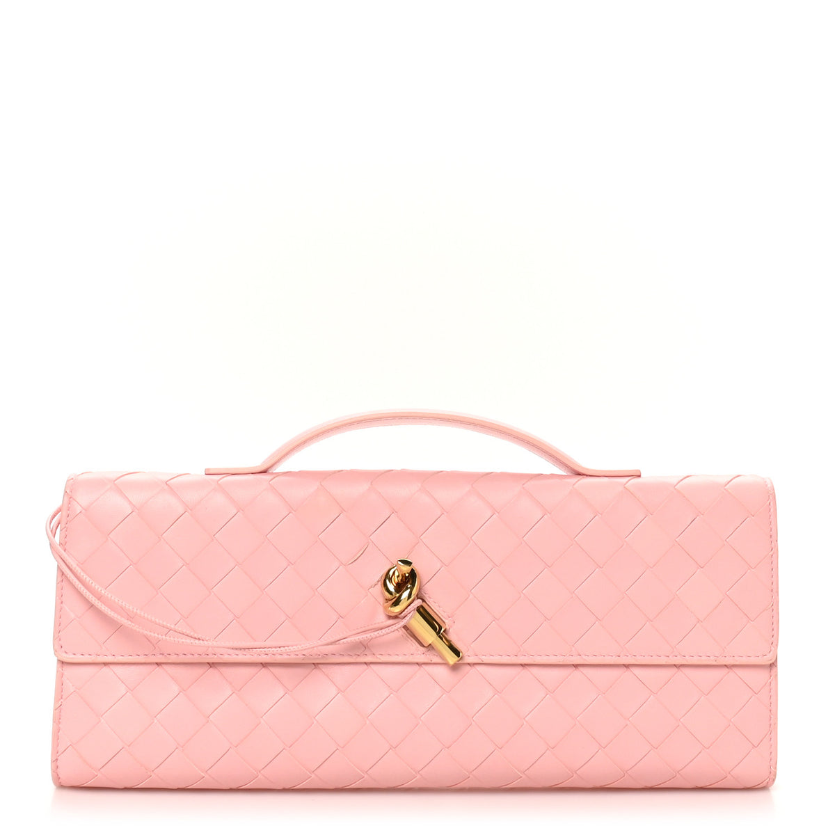 Bottega Veneta Nappa Intrecciato Long Andiamo Top Handle Clutch Rose 1 of 7