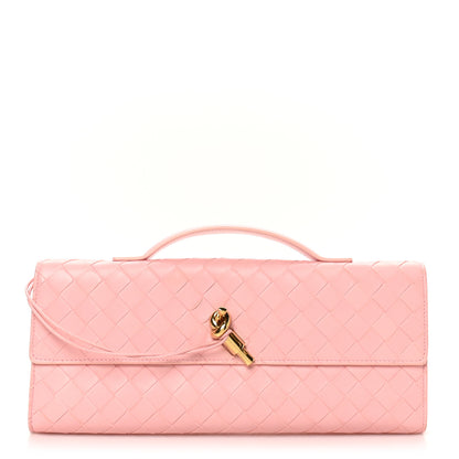 Bottega Veneta Nappa Intrecciato Long Andiamo Top Handle Clutch Rose 1 of 7