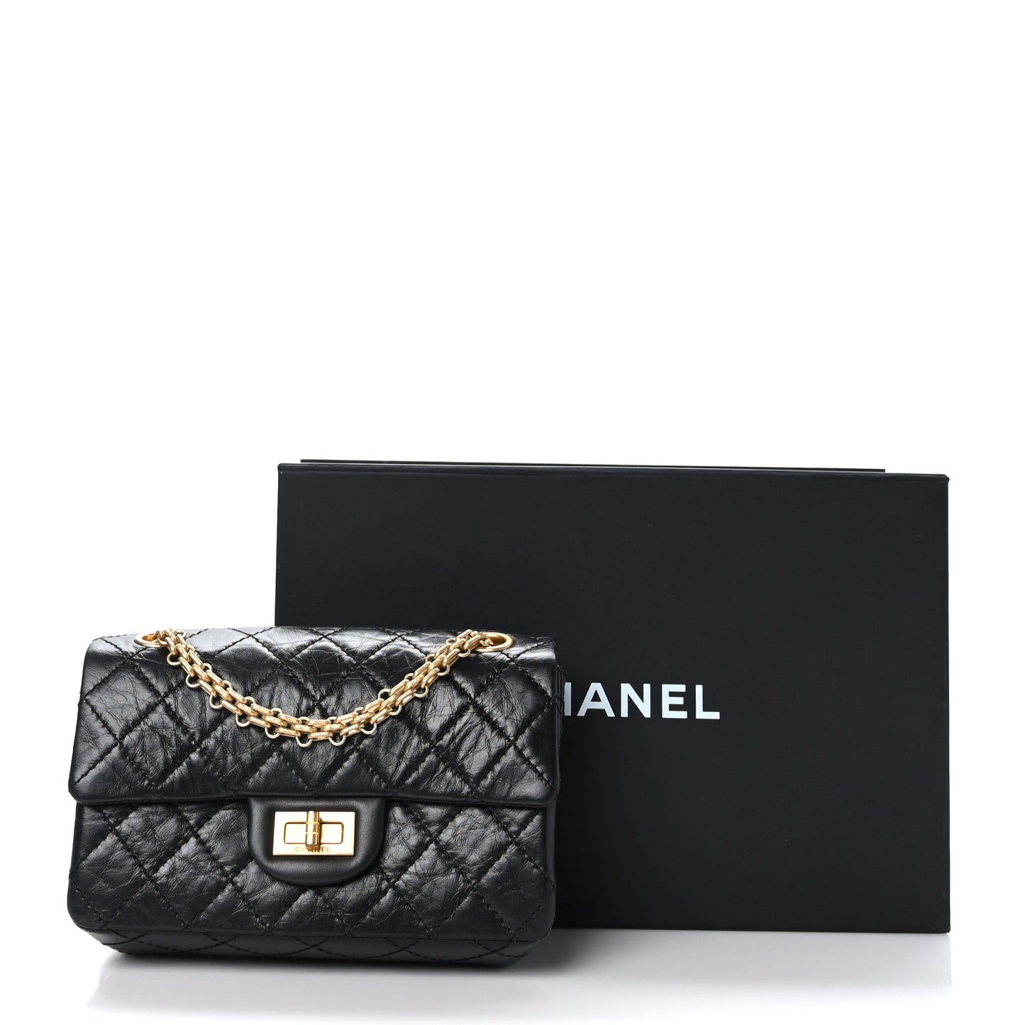 Aged Calfskin Quilted 2.55 Reissue Mini Flap Black