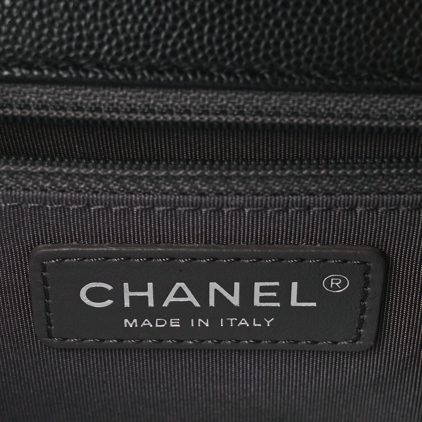 Caviar Macro Chevron Single Flap Black