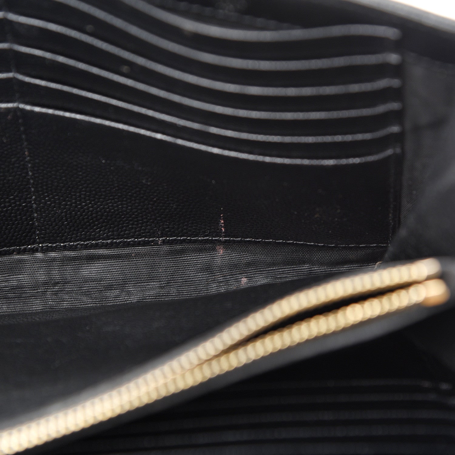 Saint Laurent Grain De Poudre Matelasse Chevron Monogram Chain Wallet Black 13 of 19