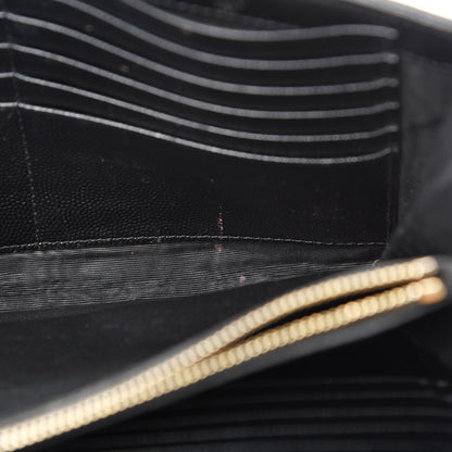 Saint Laurent Grain De Poudre Matelasse Chevron Monogram Chain Wallet Black 13 of 19