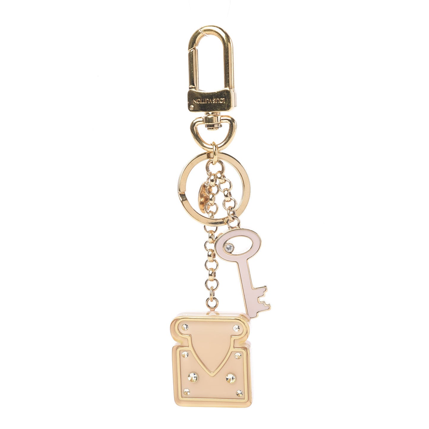 Acetate Lock Bag Charm Key Holder Gold
