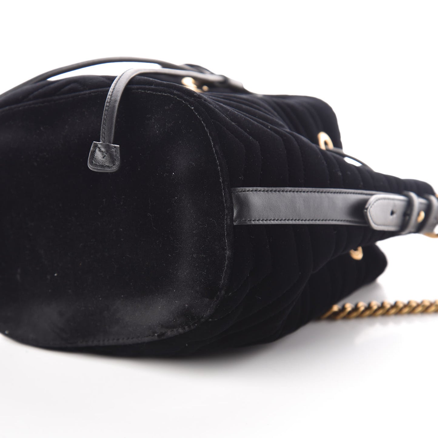 Velvet Matelasse GG Marmont Bucket Bag Black