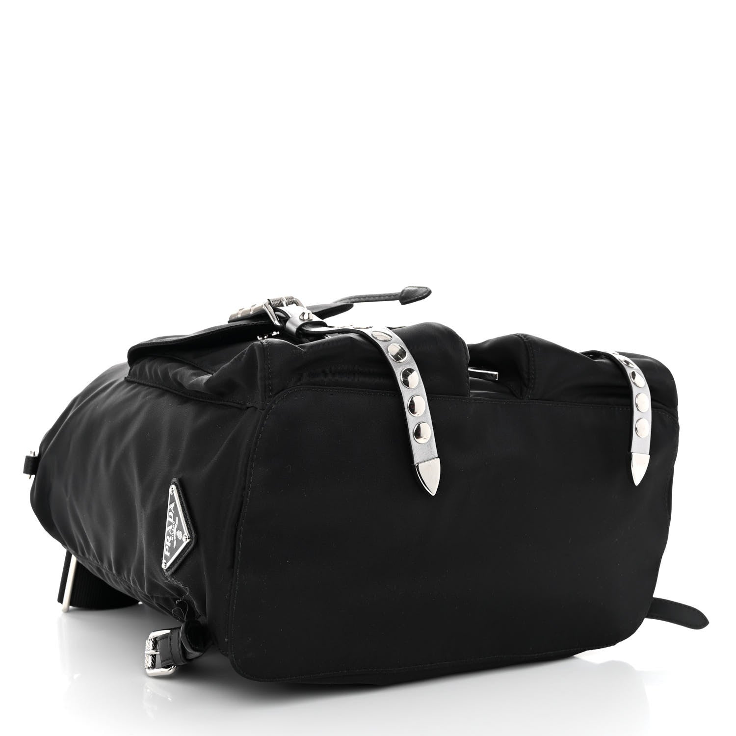 Prada Nylon New Vela Studded Backpack Black Cromo 4 of 9