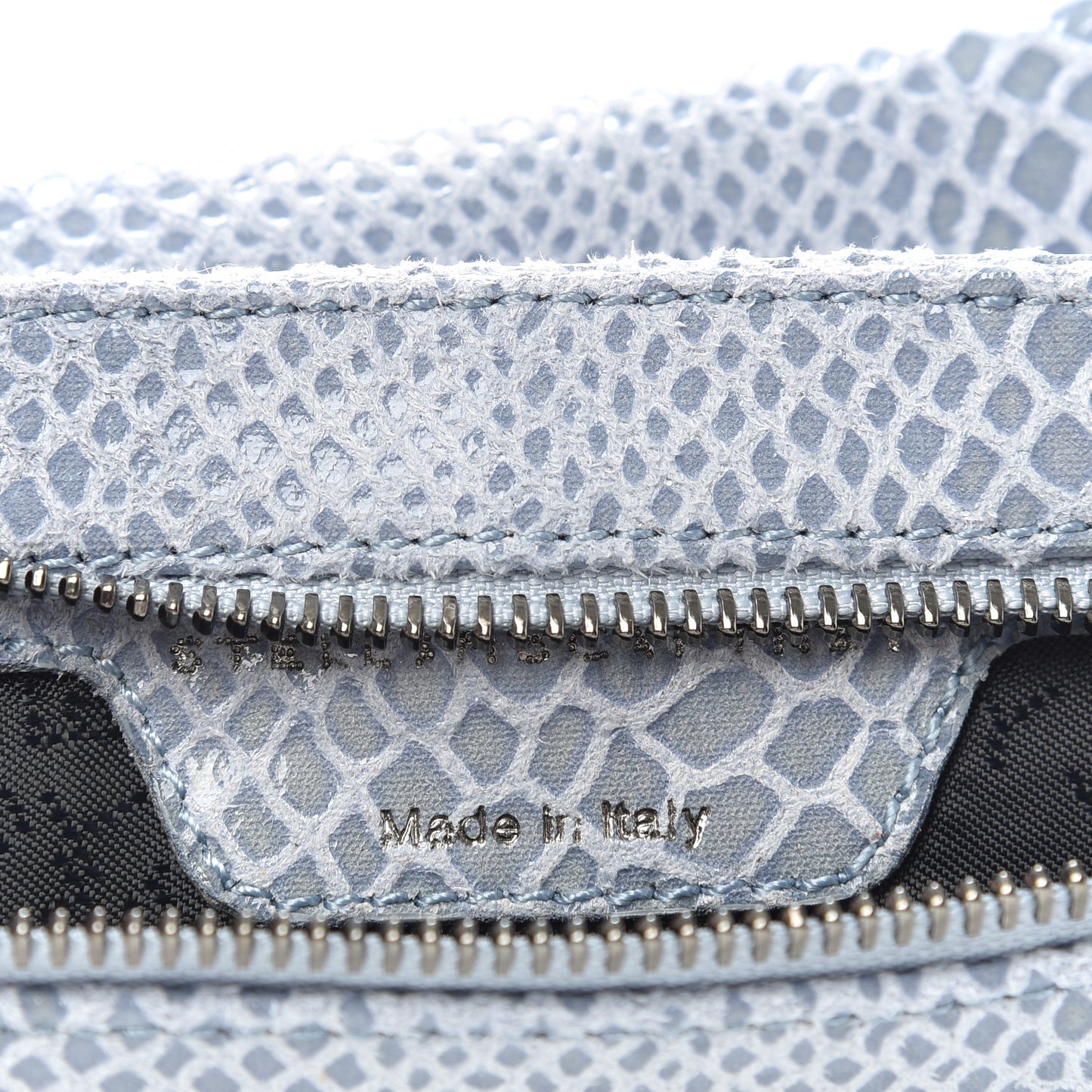 Eco Python Embossed Falabella Fold Over Clutch Light Blue