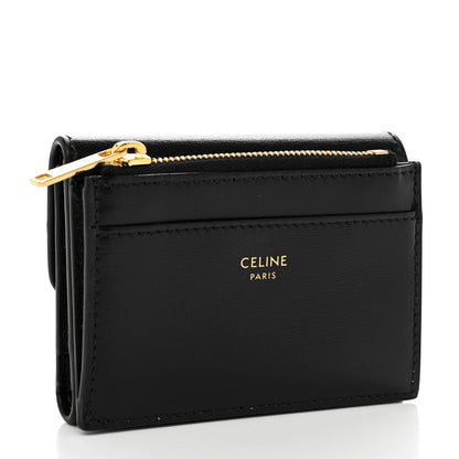 Celine Calfskin Compact Triomphe Wallet With Coin Purse Black 4 of 12
