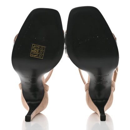 Hermes Metallic Nappa Suede Goatskin Gala 105 Sandals 36 Gris Argente Beige Nude 5 of 8