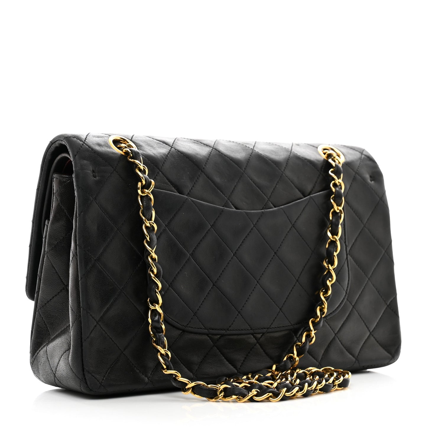 Lambskin Quilted Medium Double Flap Black