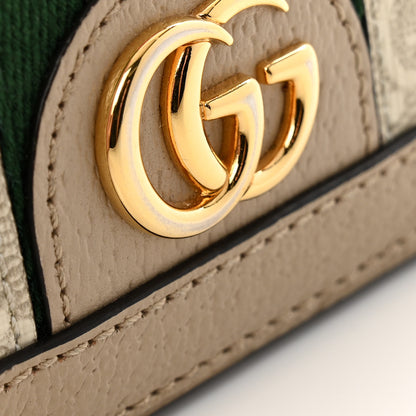 Gucci GG Supreme Monogram Textured Dollar Calfskin Web Ophidia Card Case Beige Mystic White Oatmeal 9 of 11