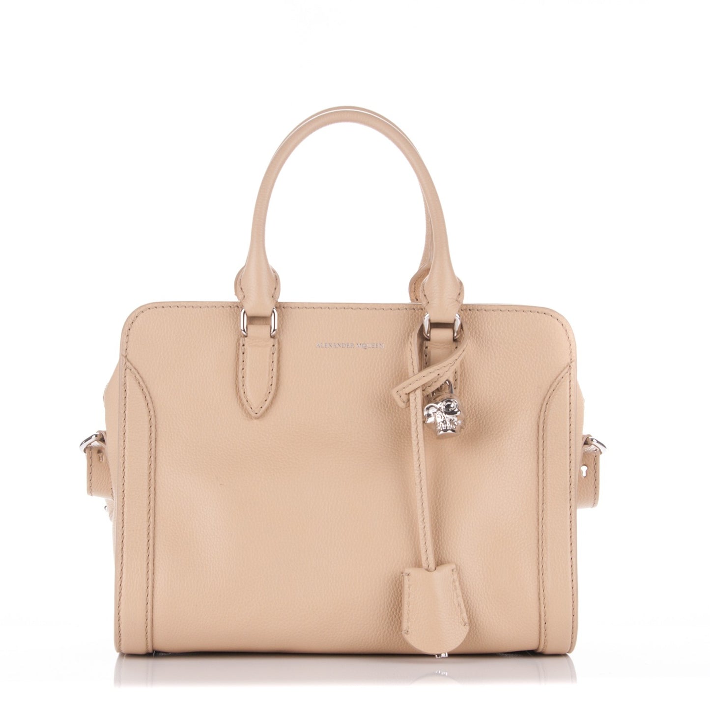 Pebbled Calfskin Small Skull Padlock Zip Around Tote Blonde